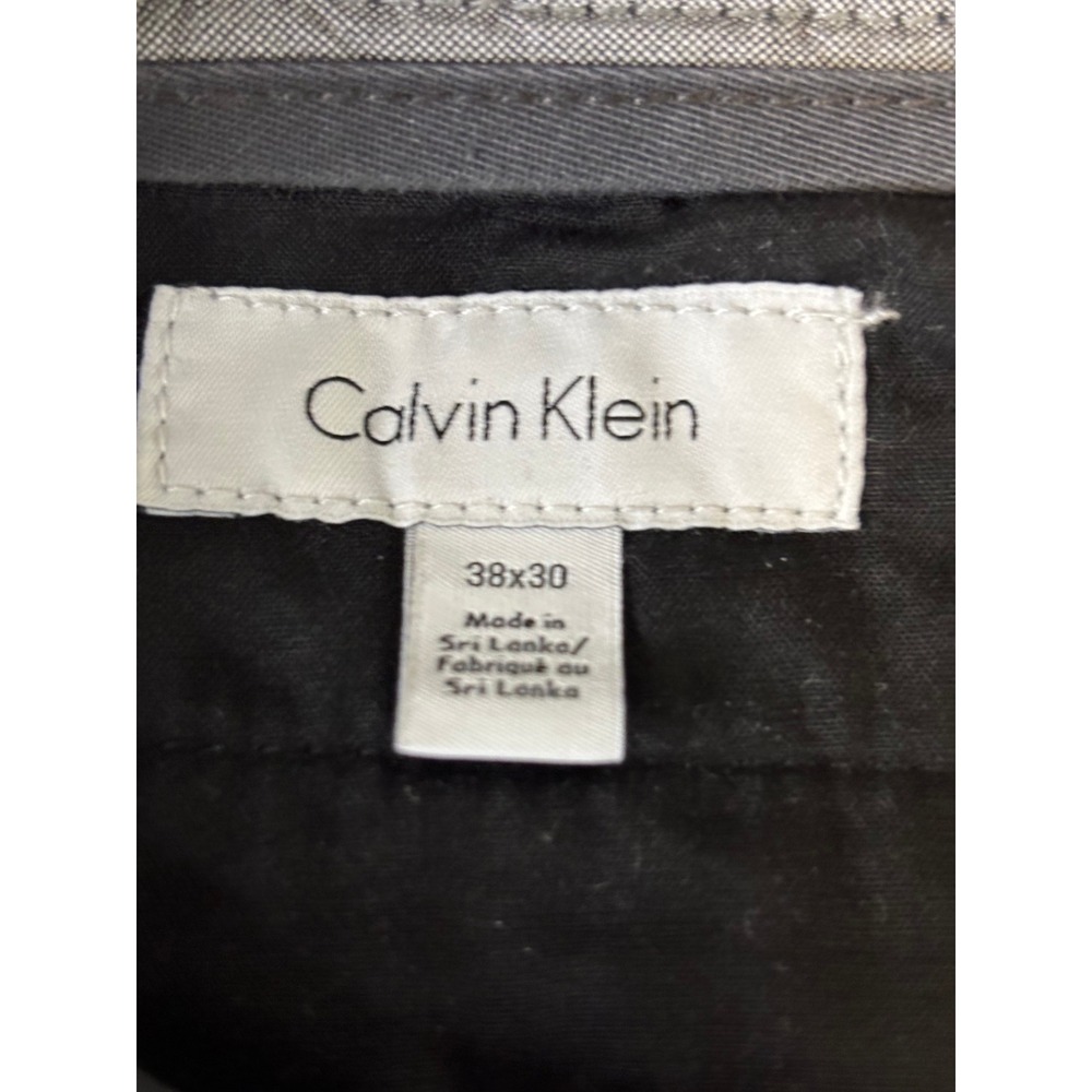 Calvin Klein Mens 38x30 Dark Gray Chino Flat Front Fitted Dress Casual Trouser - Picture 8 of 10